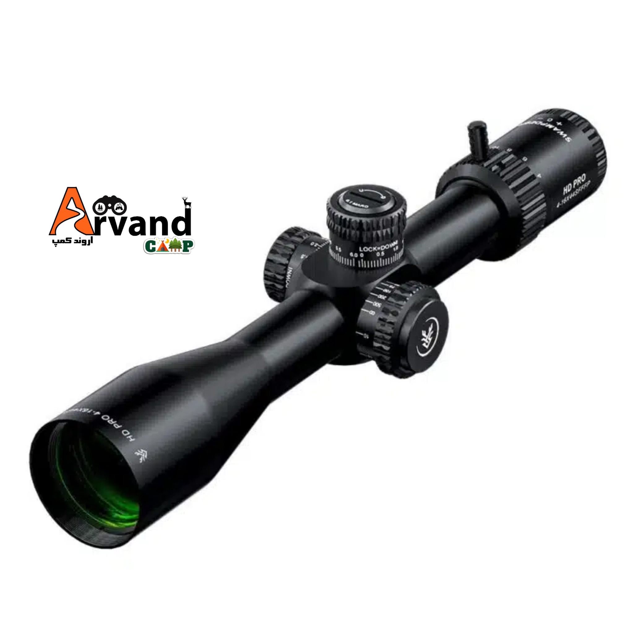 دوربین سوامپ دیر HD PRO 4-16×44 SF FFP به همراه پایه ریل 22 میلی‌متری